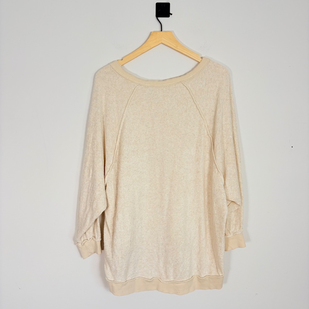 Free People Take It‎ Off V-Neck Pullover Sweater Sweatshirt Cream OB888256 XS - Picture 8 of 8